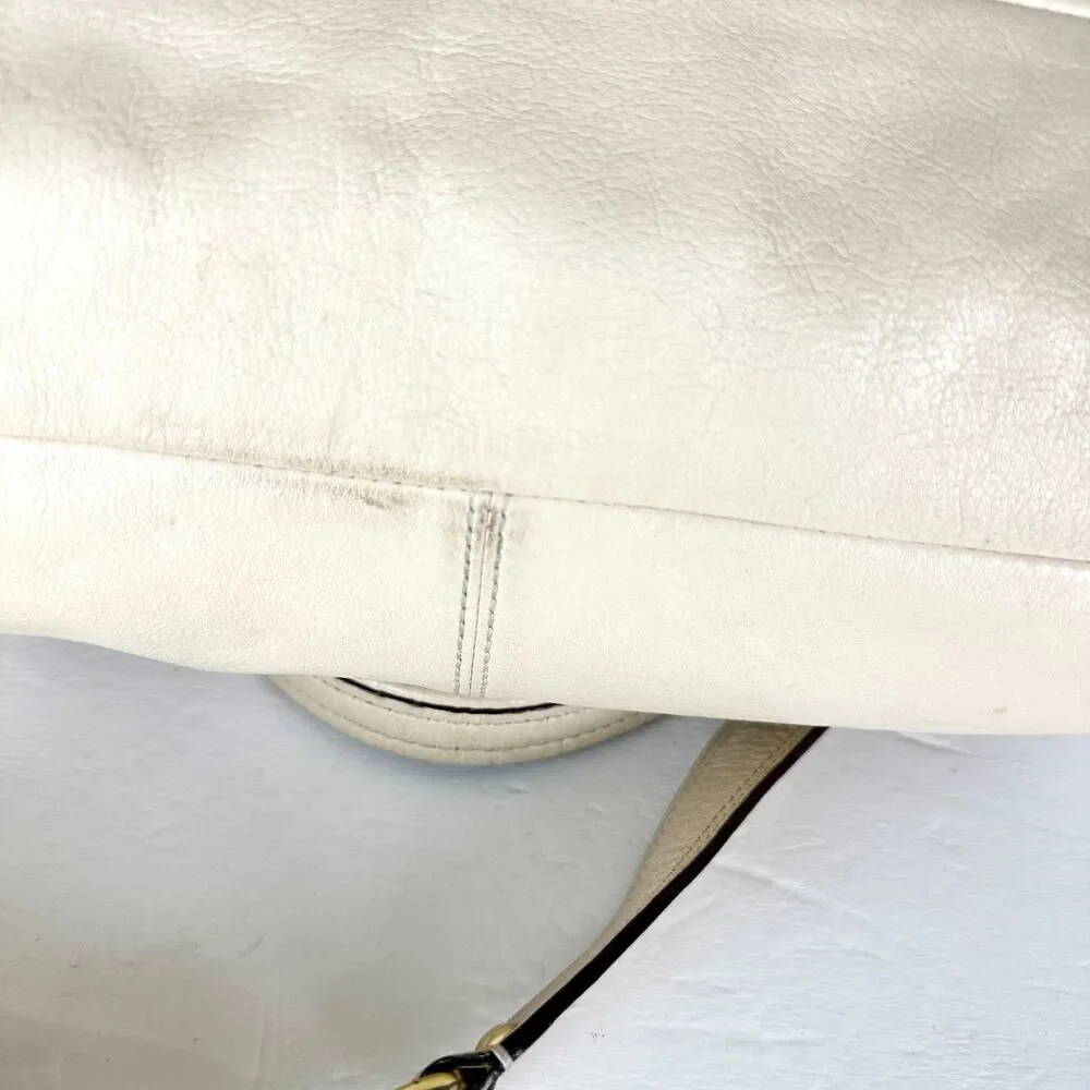 Coach Ashley Leather Carryall Satchel Purse Bone F15513